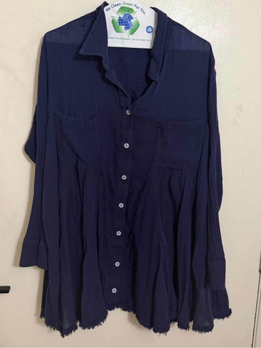 Free People Splice Up Shirt dress Tunic medium M Large L Purplish Blue